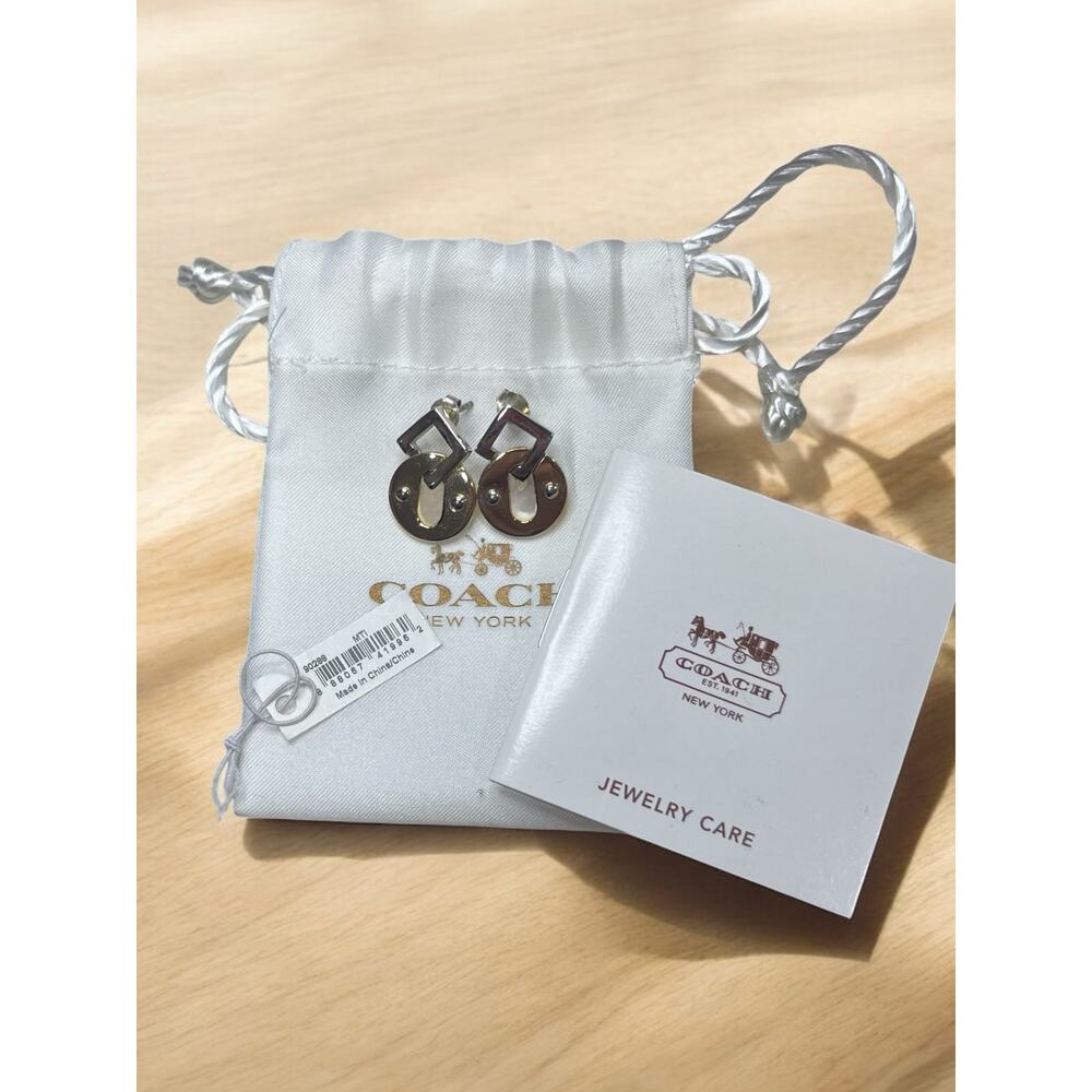 Coach 90288 Mixed Metal Geometric Drop Earrings - Picture 2 of 9